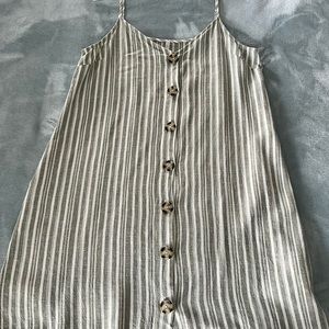 Spaghetti straps, Green & white striped jumper